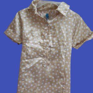 ---  Gold Polka Dot Shirt Dress by Blu , Girl Size 8